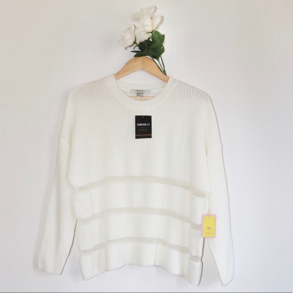 💜3/20$🛍XXI Knitted Sweater Sheer Stripes